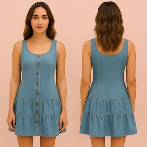 Ruffle Denim Dress - Etsy