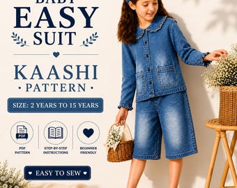 Patrón de costura en PDF para camiseta y pantalón infantil: Ropa DIY ideal para principiantes (Tallas de 2 a 15 años)