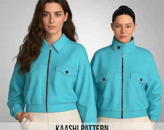 Drop Shoulder Crop Jacket Sewing Pattern: Beginner Friendly, XXS-5XL (PDF Pattern)