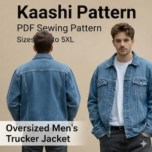 Oversized Men’s Trucker Jacket PDF Sewing Pattern | Denim Jacket Pattern XXS–5XL