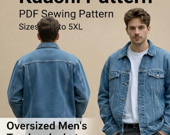 Oversized Men’s Trucker Jacket PDF Sewing Pattern | Denim Jacket Pattern XXS–5XL