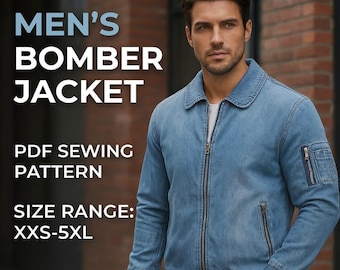 Men's Fitted Bomber Jacket PDF Sewing Pattern | Modern Tailored Fit