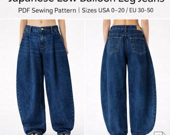 Balloon Leg Jeans Sewing Pattern | Japanese Low-Rise Style (PDF Pattern)
