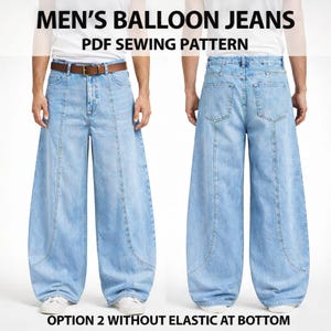 Naaipatroon ballonjeans heren | Relaxed fit canvas en denim broeken-maten: 27-46 | Pdf-download