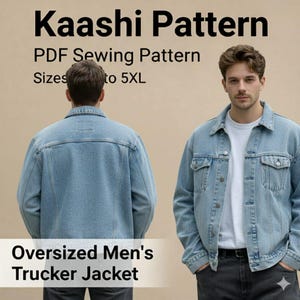 Oversized Men’s Trucker Jacket PDF Sewing Pattern | Denim Jacket Pattern XXS–5XL image 3