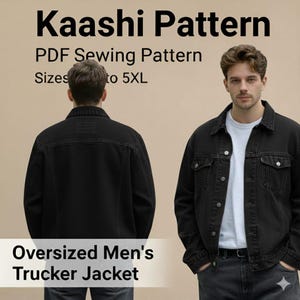Oversized Men’s Trucker Jacket PDF Sewing Pattern | Denim Jacket Pattern XXS–5XL image 7