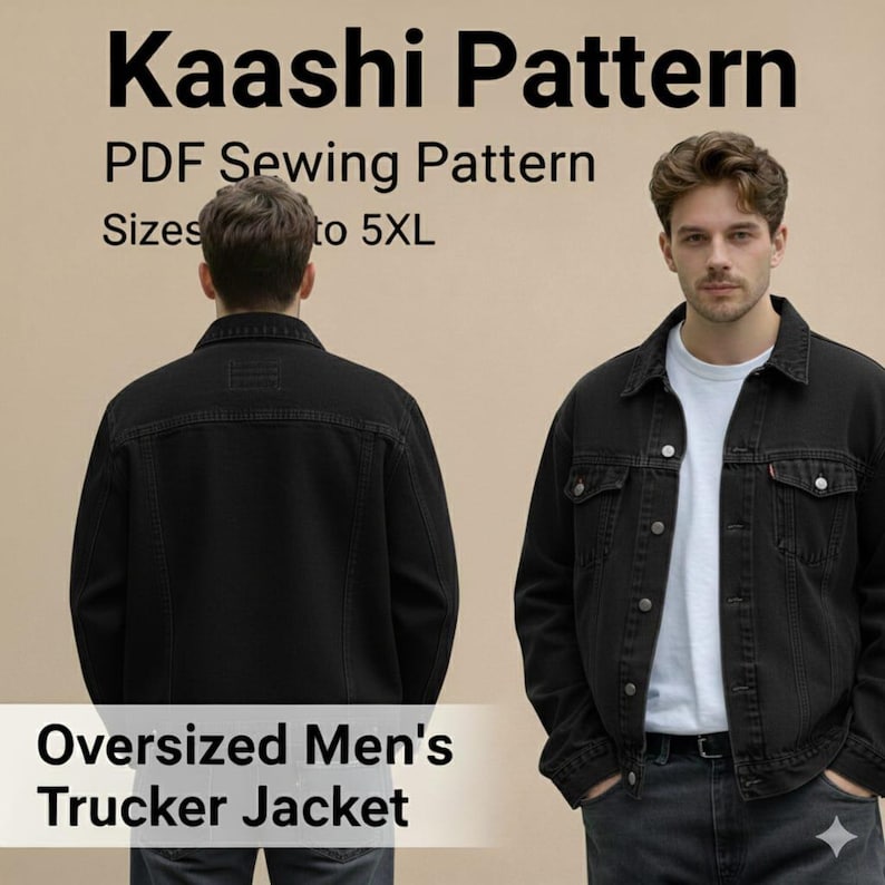 Oversized Men’s Trucker Jacket PDF Sewing Pattern | Denim Jacket Pattern XXS–5XL image 7