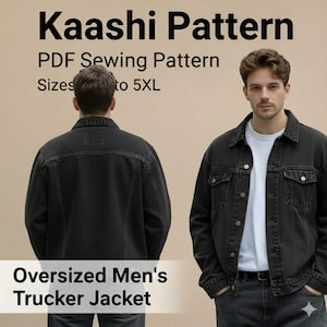 Oversized Men’s Trucker Jacket PDF Sewing Pattern | Denim Jacket Pattern XXS–5XL image 6