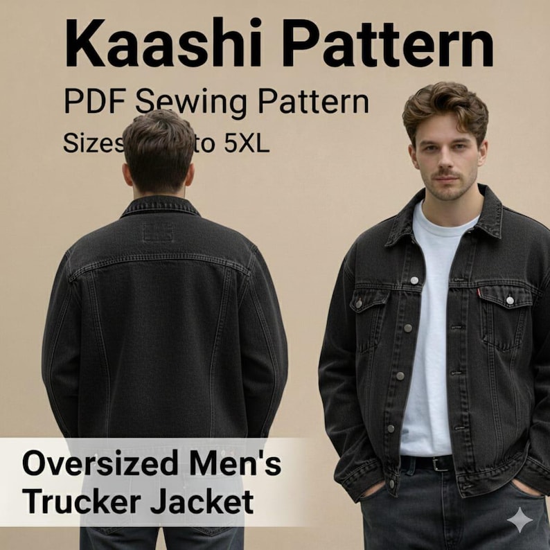 Oversized Men’s Trucker Jacket PDF Sewing Pattern | Denim Jacket Pattern XXS–5XL image 6