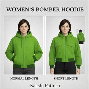 Bomber Hoodie Sewing Pattern: Drop Shoulder, Sizes XXS-5XL (Digital Download)