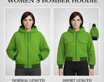 Bomber Hoodie Sewing Pattern: Drop Shoulder, Sizes XXS-5XL (Digital Download)