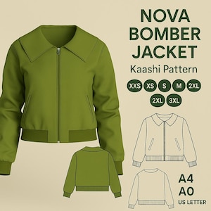 Nova bomber jacket , bomber sewing pattern , bomber jacket , Sewing Pattern for women&#39;s , women&#39;s Sewing Pattern , jacket sewing Pattern