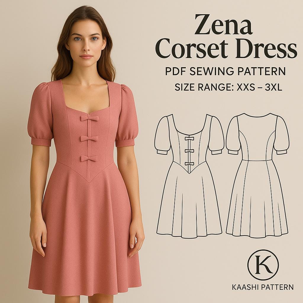 Corset Mini Dress Sewing Pattern: Puffy Sleeves, XXS-5XL (digital PDF  Pattern) - Etsy