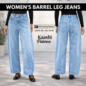 Molde para Calça Jeans Barril – Corte Largo, Tamanhos 0-20 EUA (Molde em PDF)