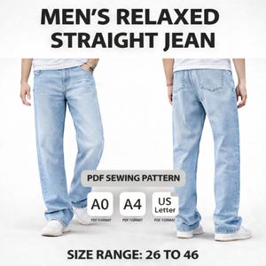 Molde para Calça Jeans Masculina Reta e Relaxada | Calça Jeans de Lona (Download em PDF)