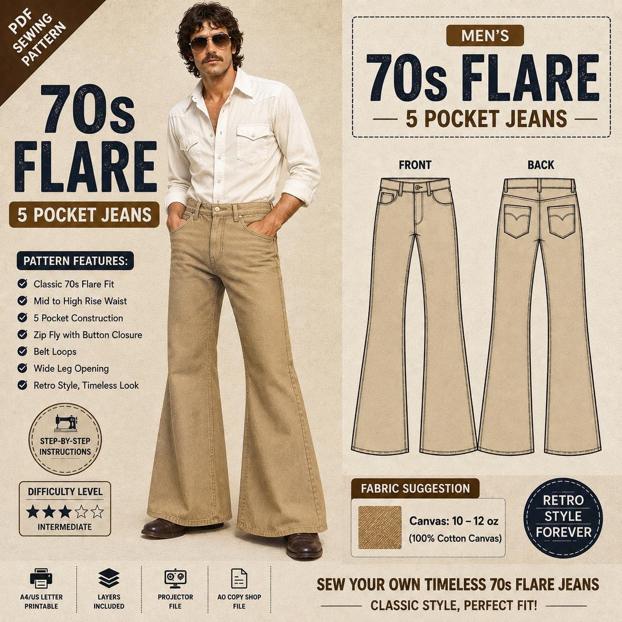 70s No Pockets Pants - Etsy