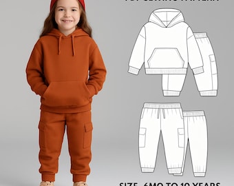 Kids Hoodie and Cargo Sweatpants Sewing Pattern (PDF)