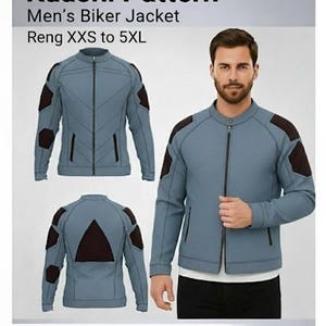 Herrquiltad bikerjacka | PDF-sömnadsmönster direkt i PDF-format | Storlekar XXS–5XL