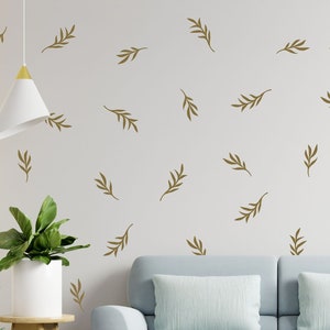 Botanical leaf wall decal set, Floral wall decal set, Greenery wall decals pack, Large leaf wall stickers, Room nursery decor stickers