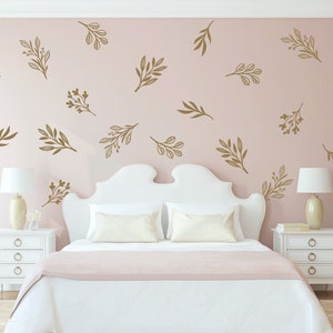 Botanical leaf wall decal set, Floral wall decal set, Greenery wall decals pack, Large leaf wall stickers, Room  nursery decor stickers