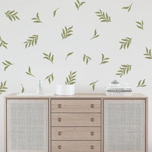 Botanical leaf wall decal set, Floral wall decal set, Greenery wall decals pack, Large leaf wall stickers, Room nursery decor stickers