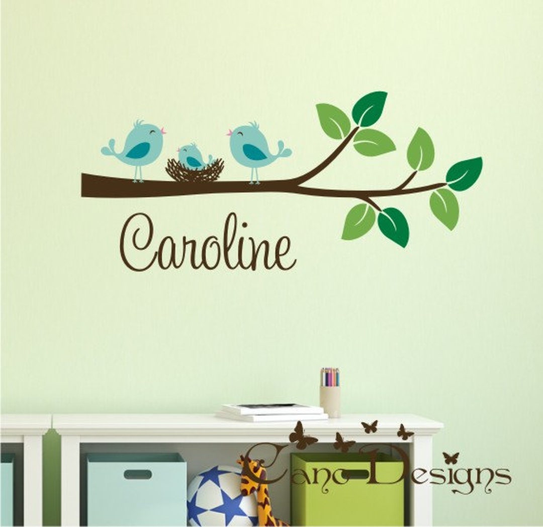 Branch With Birds Nest and Personalized Name Vinyl Wall - Etsy