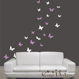 Butterflies Set of 24, 2 colors, Vinyl wall decals, living room, nursery, kids & teens room, removable decals stickers image 1