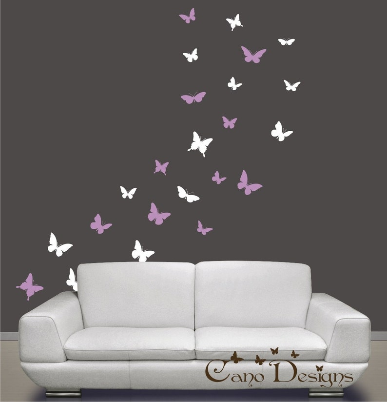 Butterflies Set of 24, 2 colors, Vinyl wall decals, living room, nursery, kids & teens room, removable decals stickers image 1