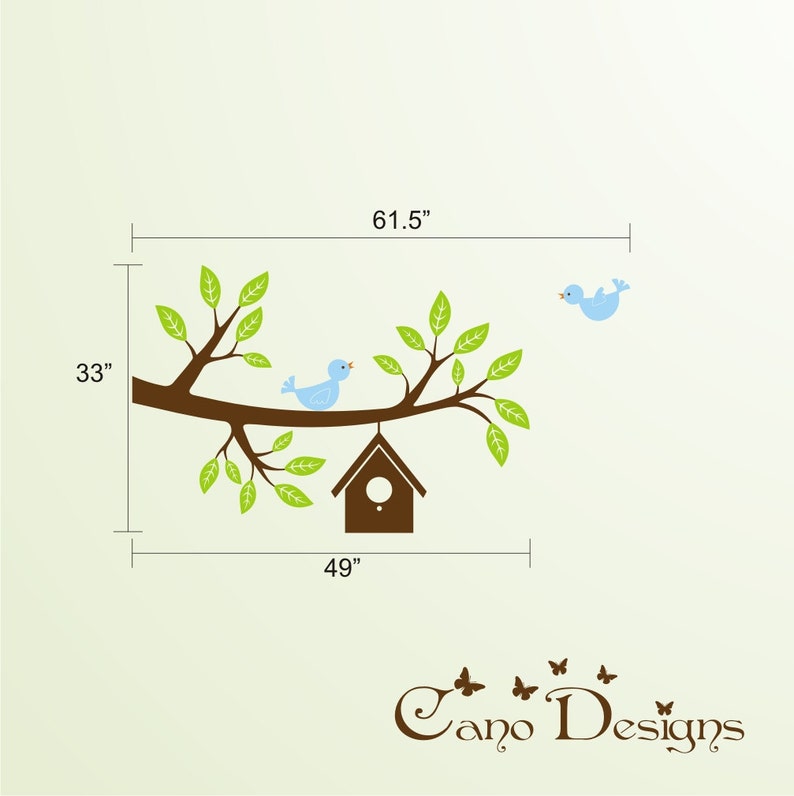 Branch With Birds and Birdhouse Vinyl Wall Decal Nursery Etsy