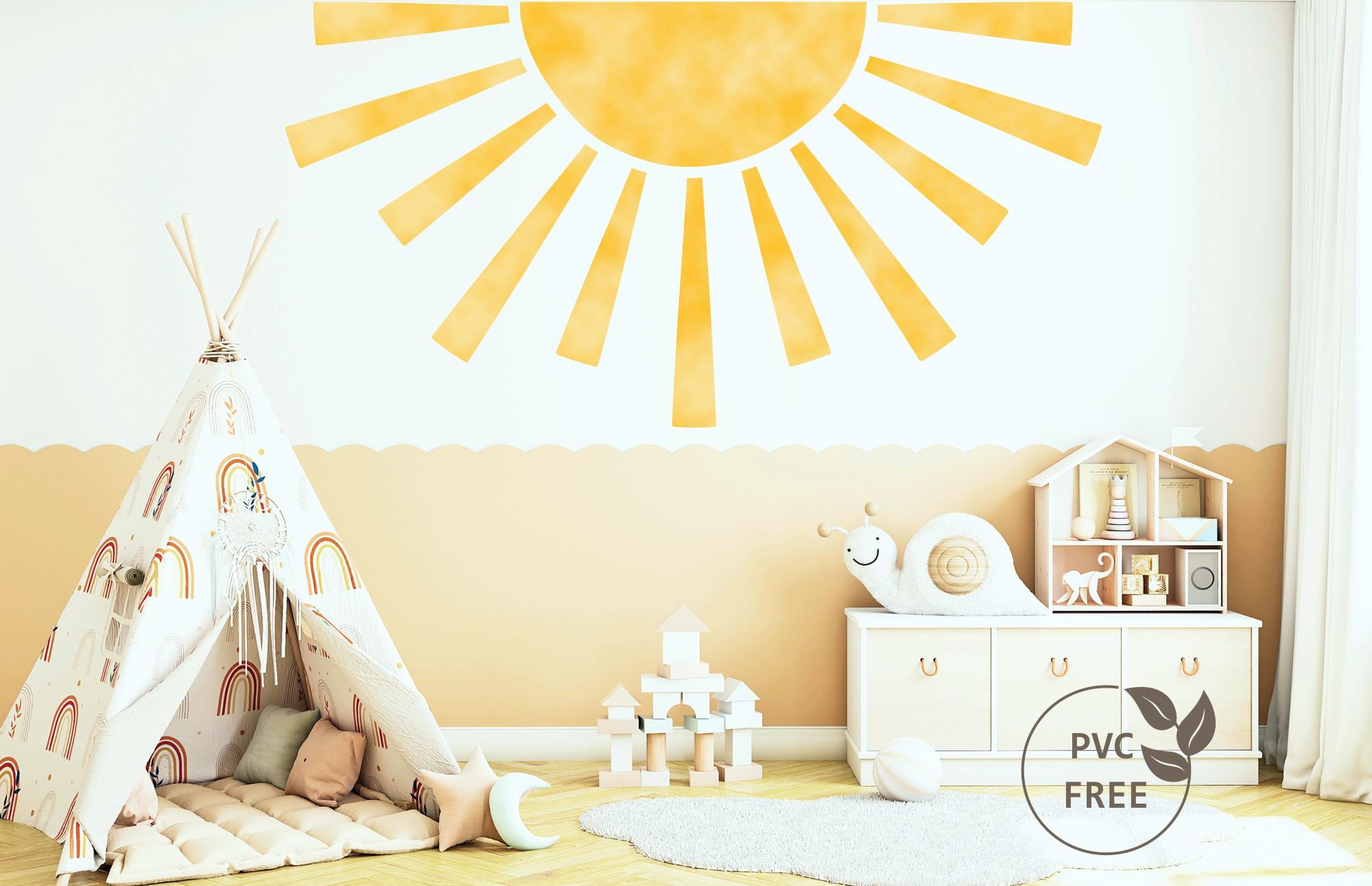 Rising Sun Wall Decal, PVC Free Wall Sticker, Half Sun Nursery ...