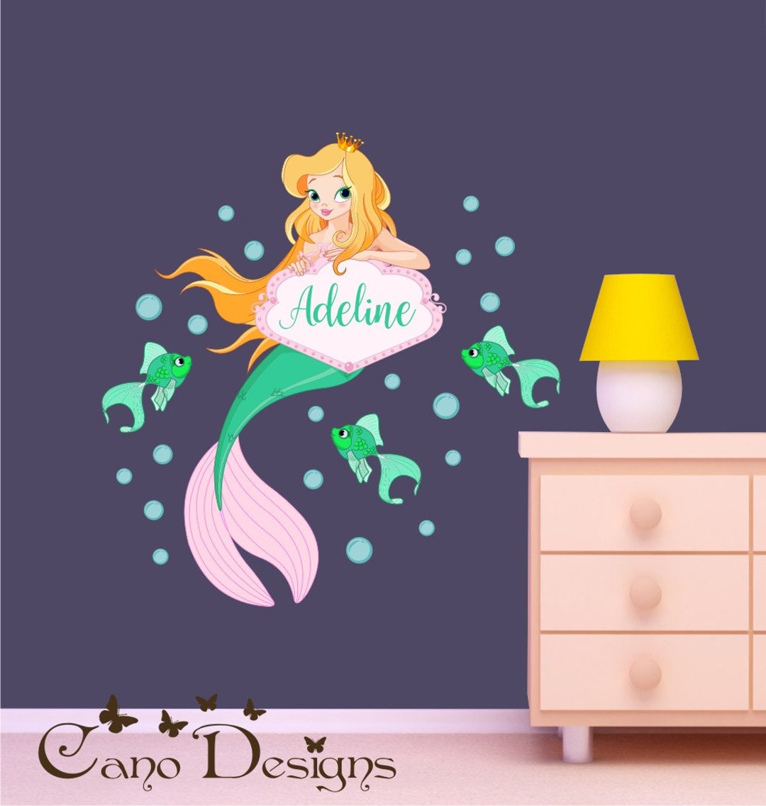 Wall Decal Mermaid Wall Decal Personalized Reusable Fabric Etsy
