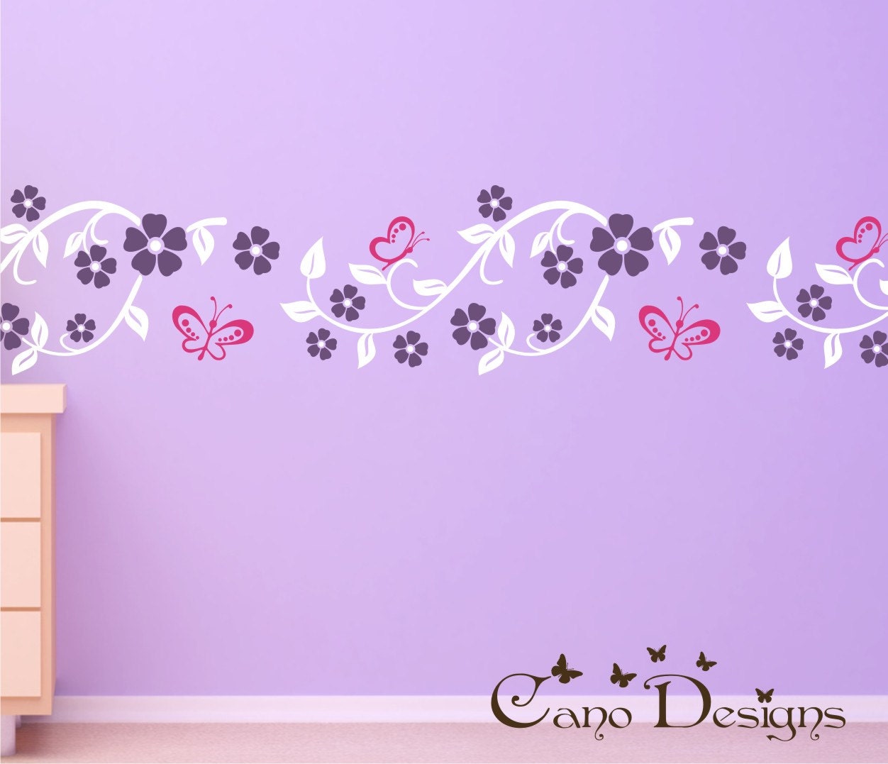 Floral Branch Border Vinyl Wall Decal 12 Ft Long Kids Room Etsy