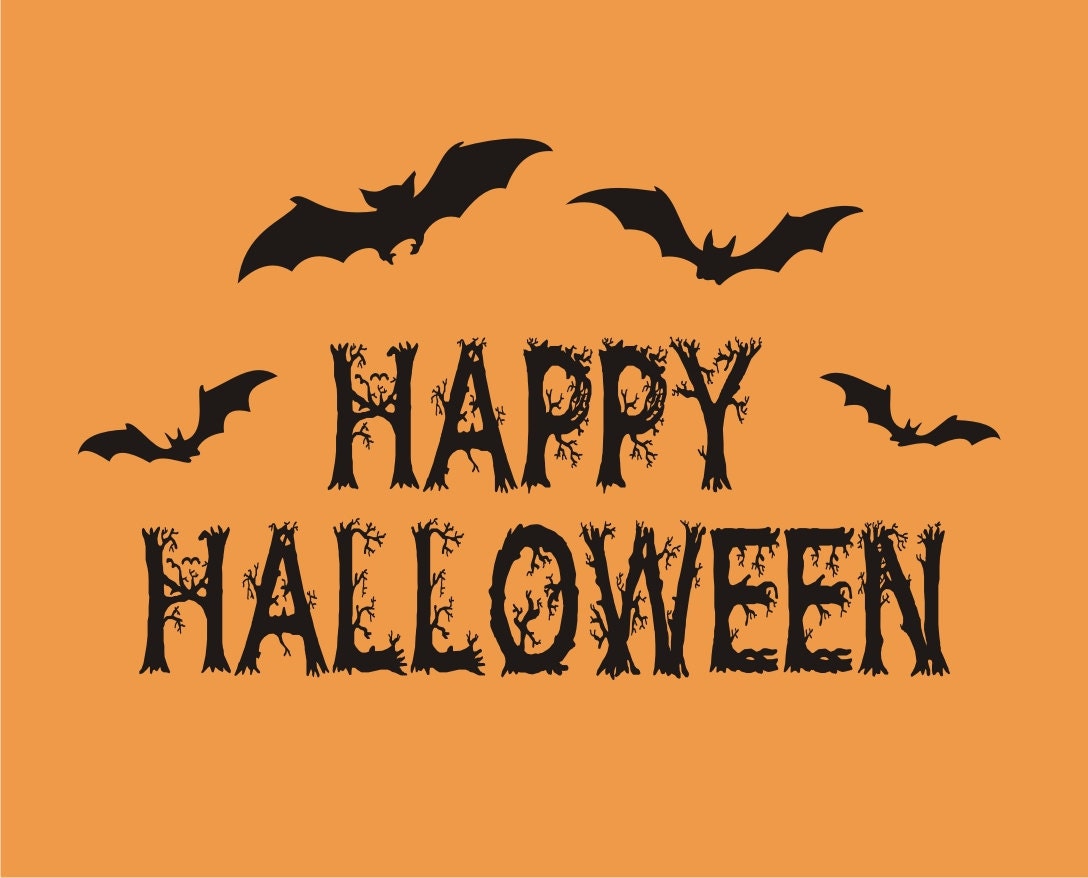 Happy Halloween Vinyl Decal Halloween Sign Vinyl Wall Window Etsy