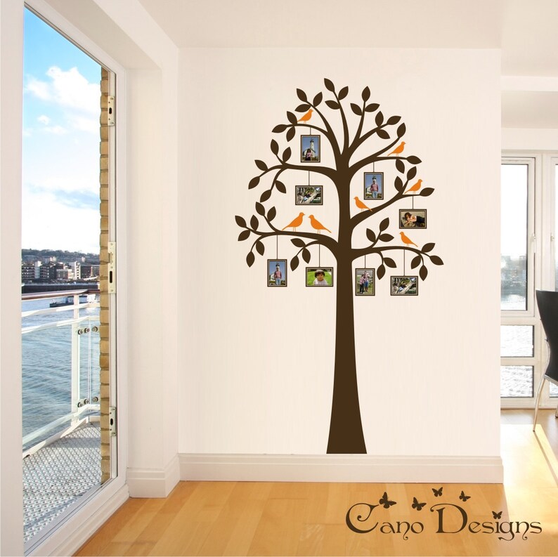 Tree With Photo Frames and Birds Vinyl Wall Decal Tree Frame Etsy