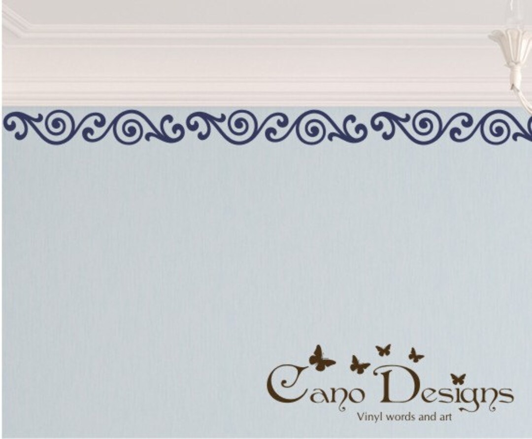 Border Swirl Vinyl Wall Decal 18 Ft Long, Home Decor , Removable Wall