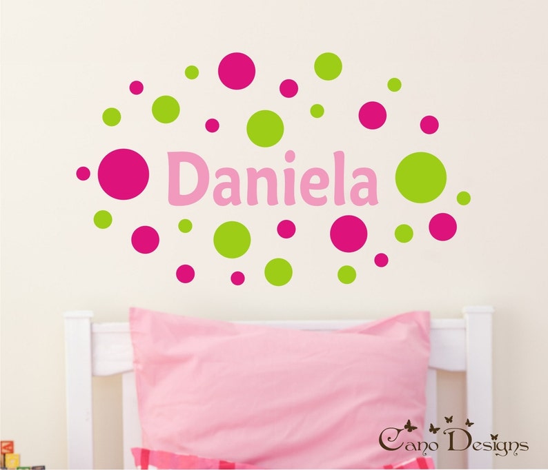 Personalized Name With Polka Dots Custom Vinyl Wall Decals Etsy