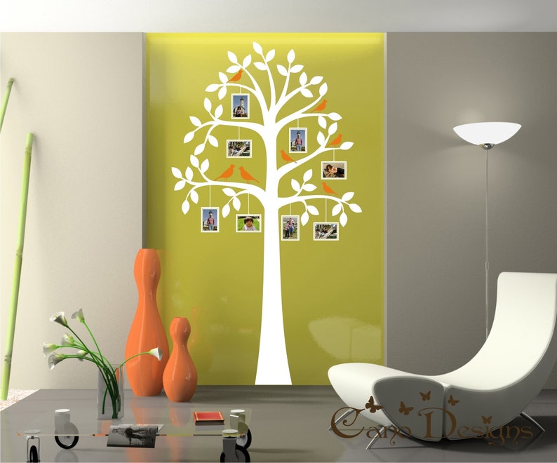 Tree With Photo Frames and Birds Vinyl Wall Decal Tree Frame Etsy