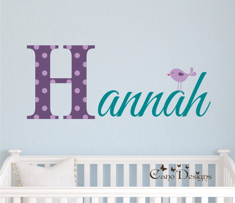 nursery custom removable decals stickers Initial and name vinyl decal kids /& teens room Monogram Name with bird