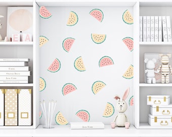 Watermelon Fruit Wall Decal Set, PVC Free Decals Stickers, Nursery wall Decor, Watermelons Reusable and Removable Wall Sticker, Urbanwalls