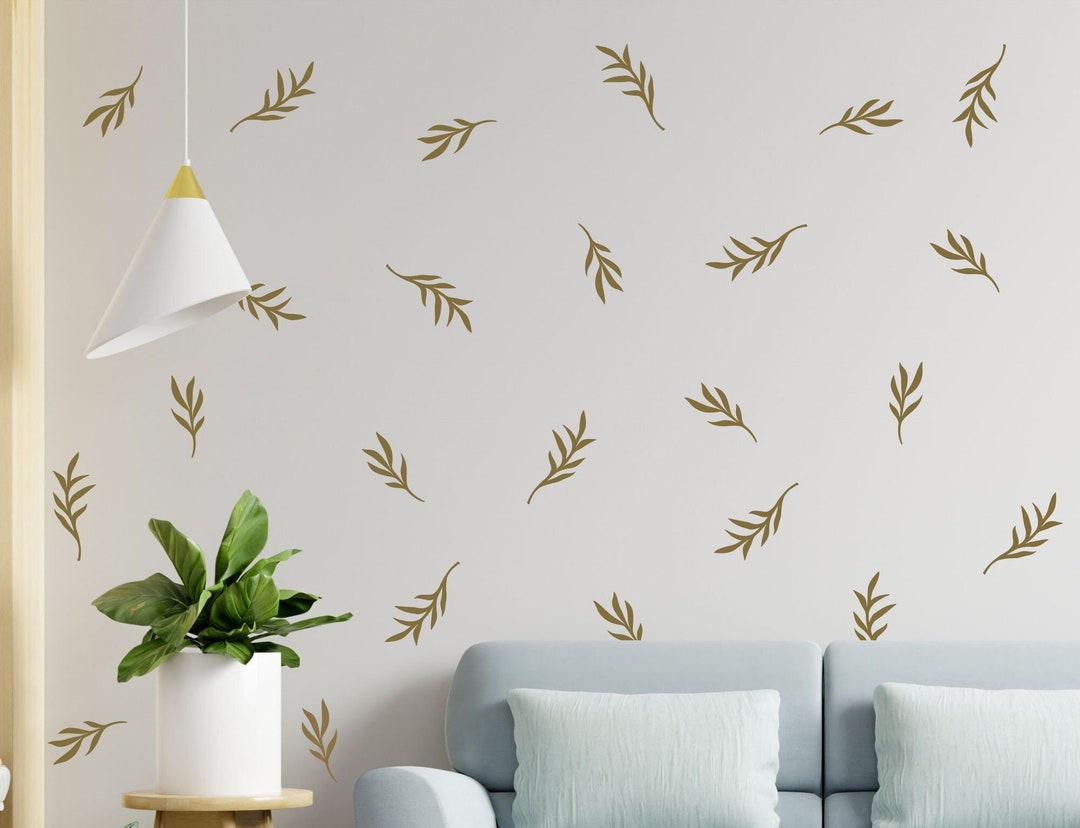 Botanical Leaf Wall Decal Set, Floral Wall Decal Set, Greenery Wall ...
