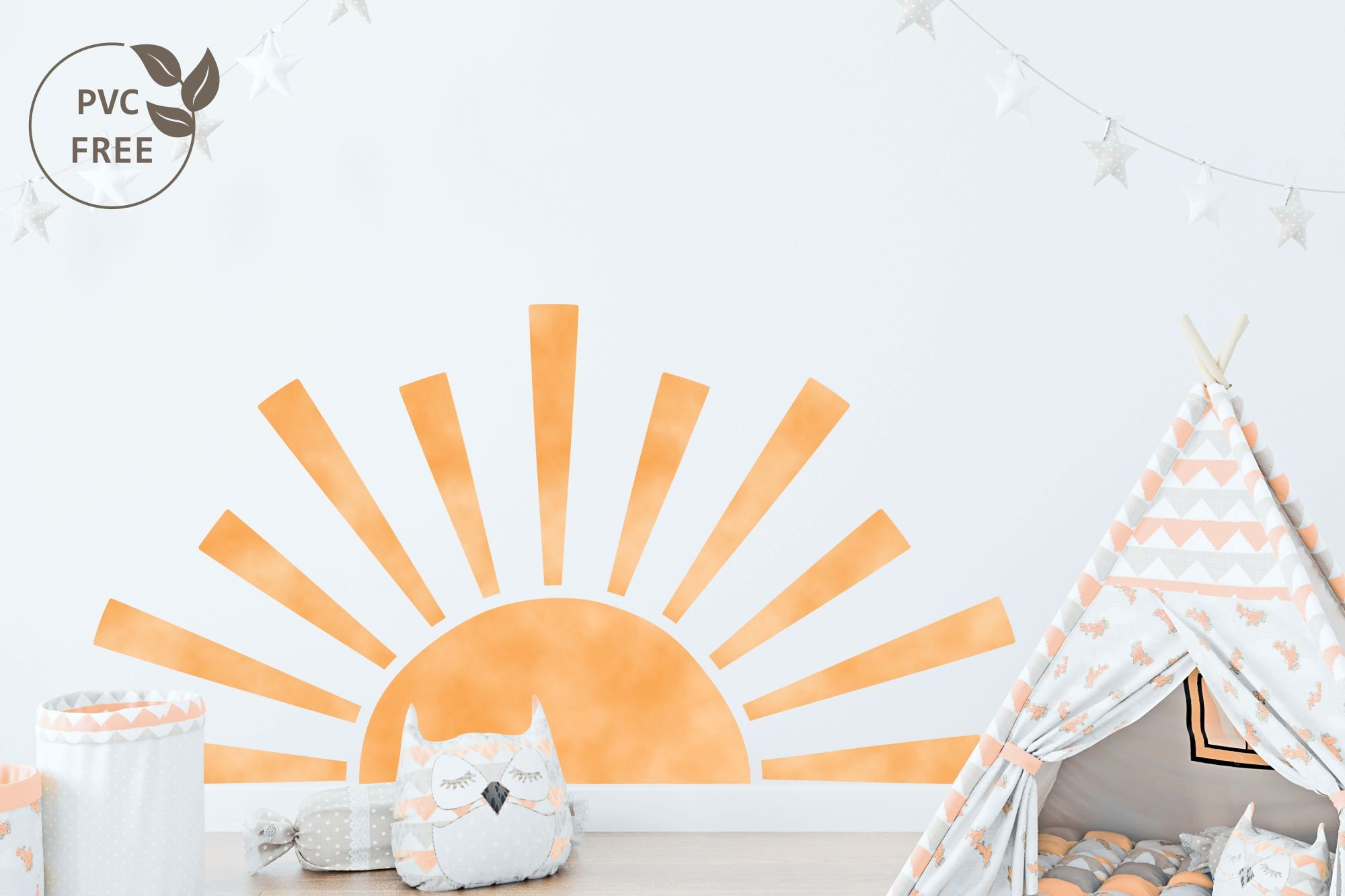 Rising Sun Wall Decal, PVC Free Wall Sticker, Half Sun Nursery ...