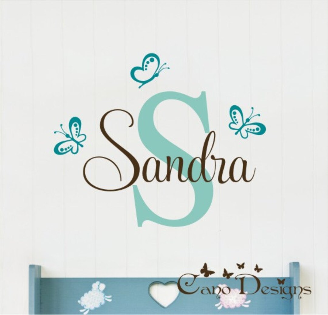 Personalized Monogram Name With Butterflies Custom Vinyl Wall - Etsy