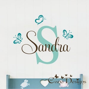 Personalized Monogram Name With Butterflies Custom Vinyl Wall - Etsy