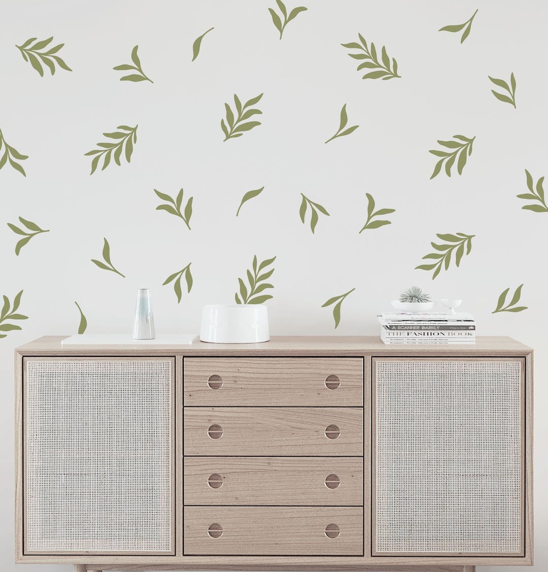 Botanical Leaf Wall Decal Set, Floral Wall Decal Set, Greenery Wall ...