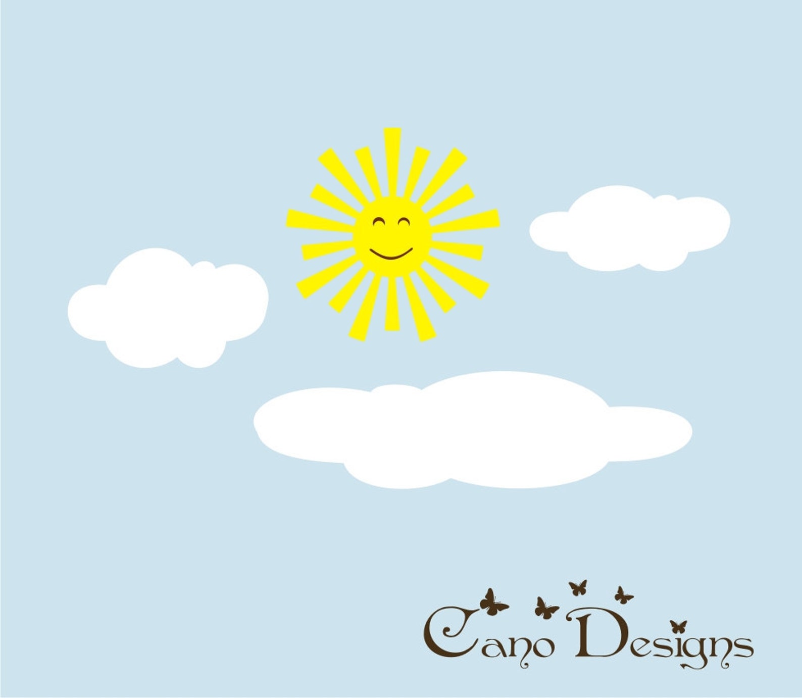 Sun & Clouds Vinyl Wall Decal Kids Room Custom Removable Etsy