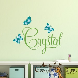 Personalized Name With Butterflies Custom Vinyl Wall Decals - Etsy