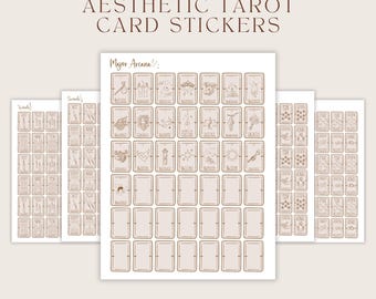 Printable Tarot Sticker Sheets | Minimalist Boho Celestial | PDF, PNG, JPG | Aesthetic Tarot Deck | Digital Tarot Stickers