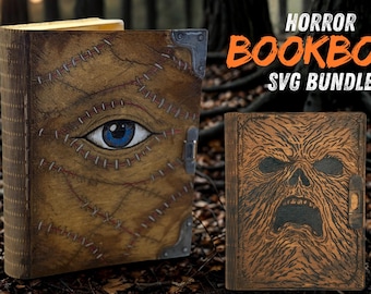 Zestaw książek grozy | Necronomicon Book of the Dead | Hocus Pocus Spell Book Inspired Laser Cut SVG DXF PNG Pfd Ai Files Digital Product
