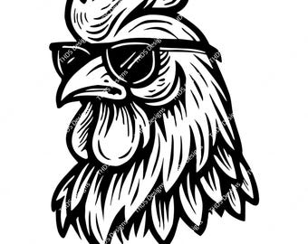 Cool Chicken Clipart | SVG PNG JPEG | Instant Digital Download for crafting, kitchen decor, junk journals, laser engravers, printables