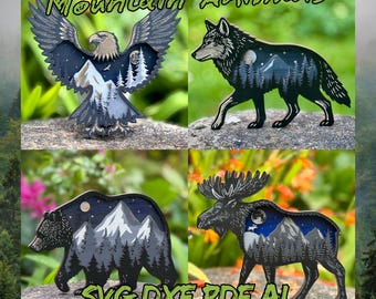 Layered Forest Decor Animal SVG Bundle Multilayer laser crafting files Bear Eagle Wolf and Moose 3D Laser cut file Xtool Glowforge ready